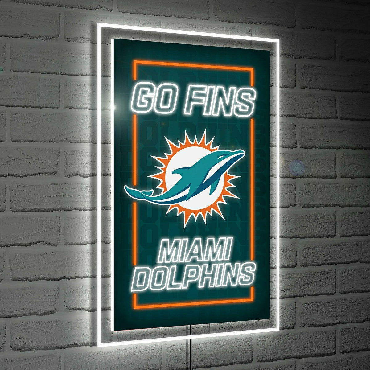 Miami Dolphins NFL Football Rectangle Neolite LED Decor, NFL, Home