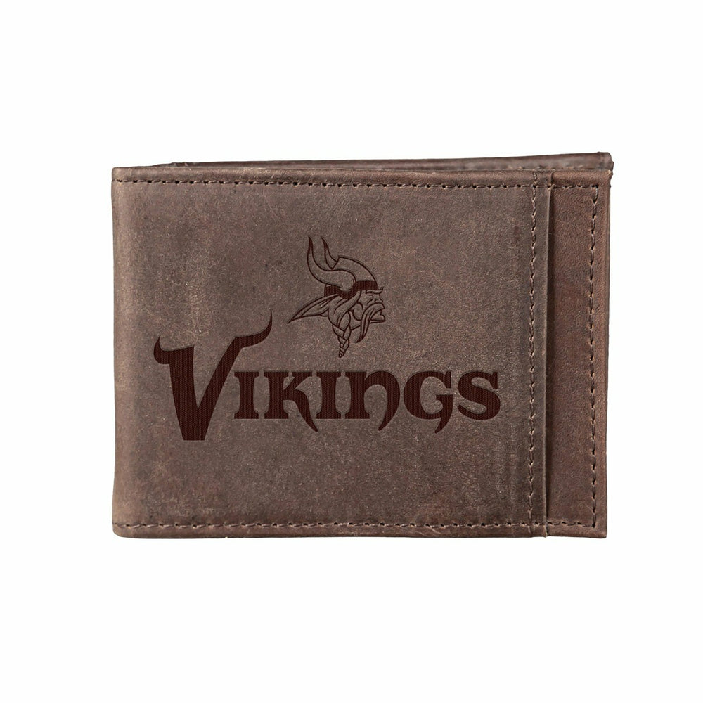 Front Pocket Wallet w/ RFID Blocking, Minnesota Vikings, Brown, NFL, Home