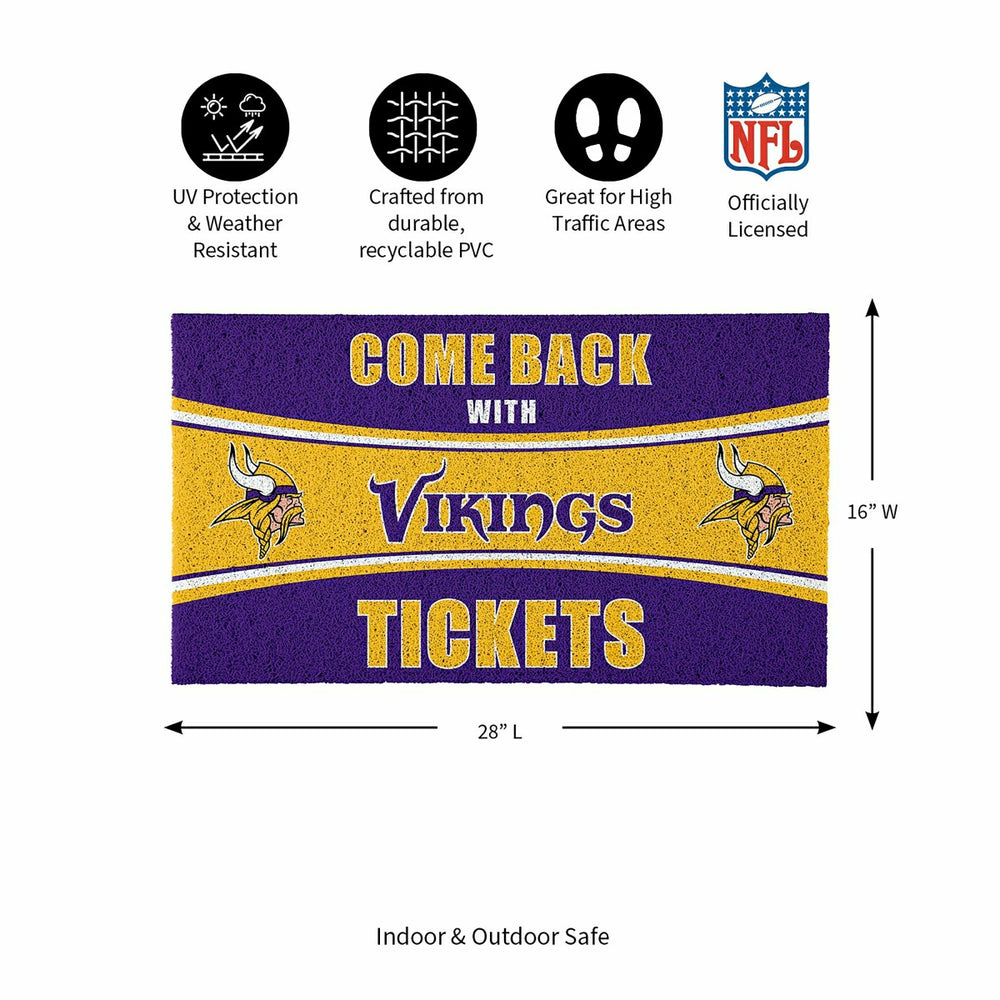 28" x 16" PVC Trapper Mat, Come Back with Tickets, Minnesota Vikings, NFL