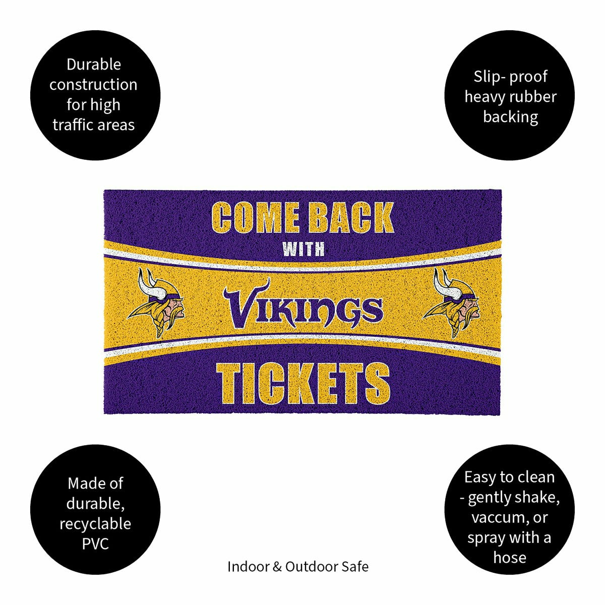 28" x 16" PVC Trapper Mat, Come Back with Tickets, Minnesota Vikings, NFL