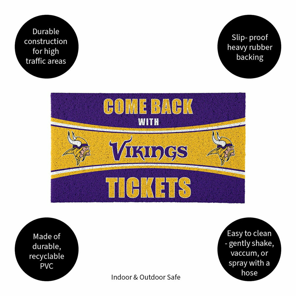 28" x 16" PVC Trapper Mat, Come Back with Tickets, Minnesota Vikings, NFL