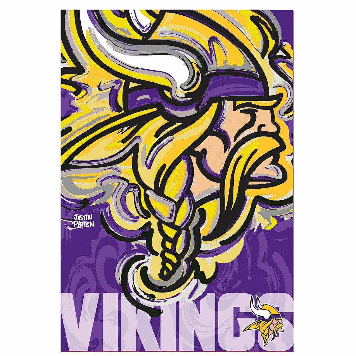 Minnesota Vikings Justin Patten Logo Suede Garden Flag, NFL