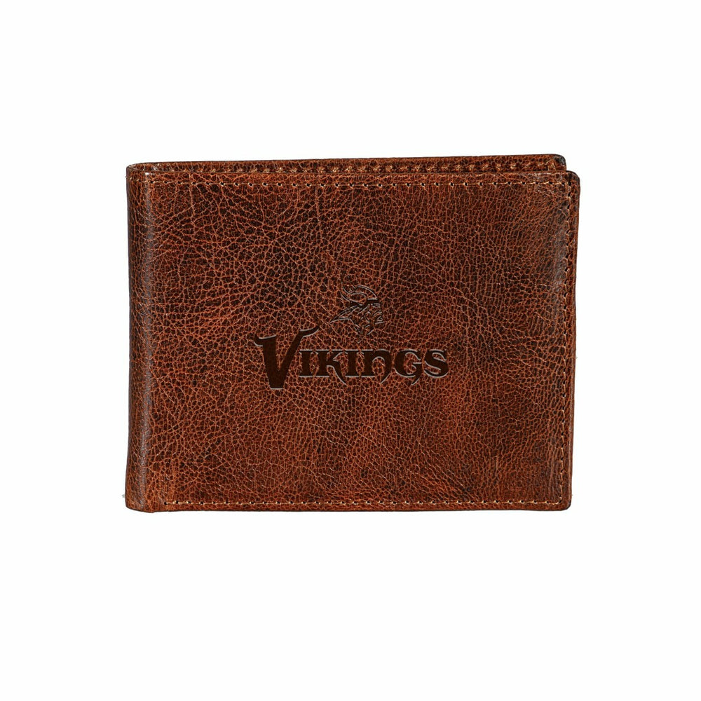Minnesota Vikings, Embossed 100% Genuine Tumbled Leather Passcase Bi-F, NFL, Home