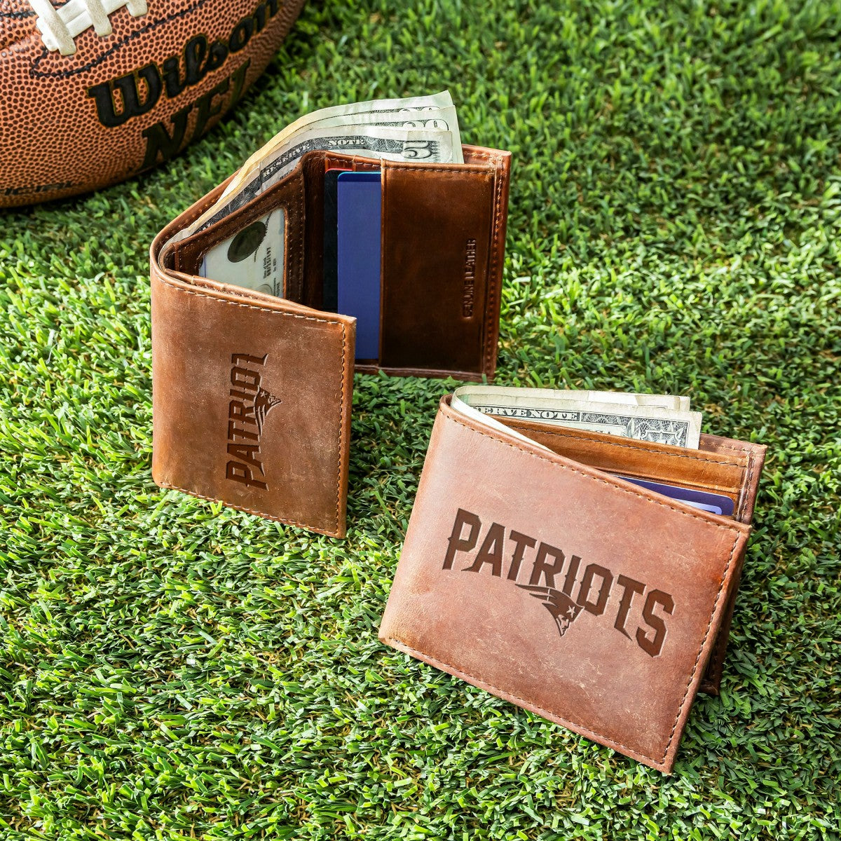 New England Patriots, Bi-Fold and Tri-Fold Wallet Gift Set, Brown, NFL, Home