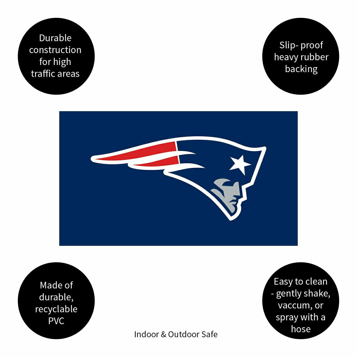 Full Color PVC Mat, 16" x 28", New England Patriots, NFL
