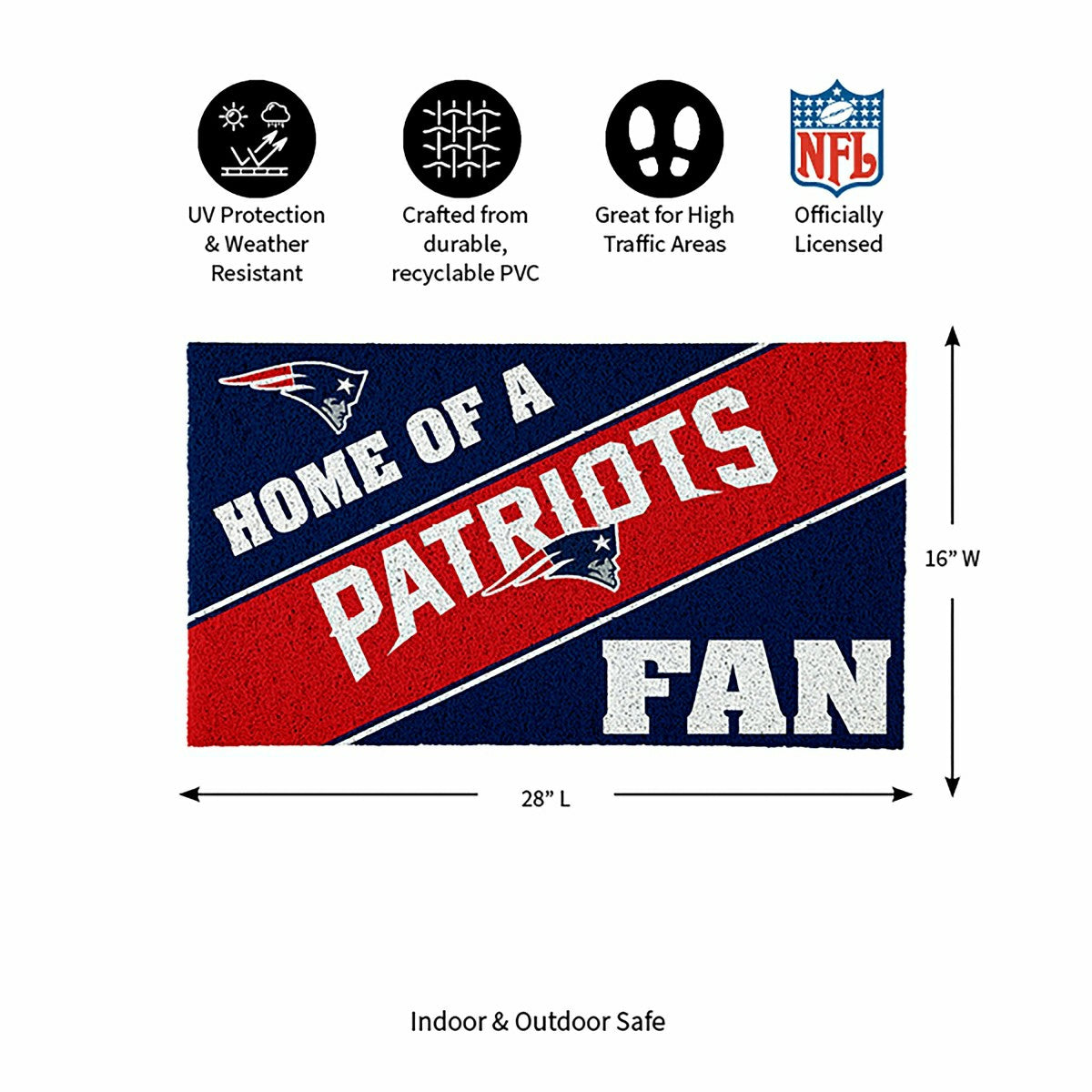New England Patriots, PVC Mat COLOR, Home of a Fan, NFL
