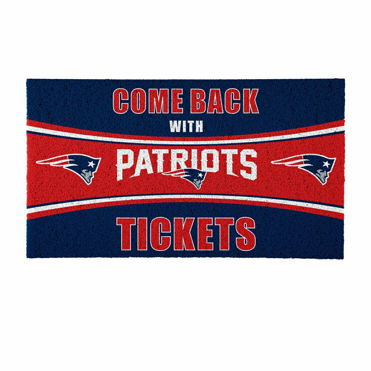 28" x 16" PVC Trapper Mat, Come Back with Tickets, New England Patriot, NFL
