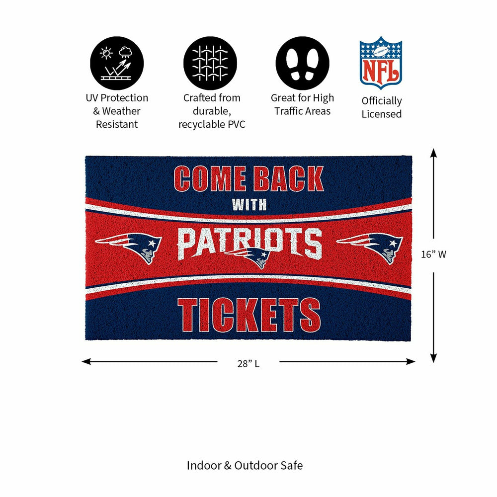 28" x 16" PVC Trapper Mat, Come Back with Tickets, New England Patriot, NFL