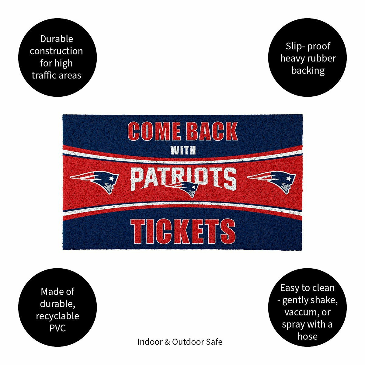 28" x 16" PVC Trapper Mat, Come Back with Tickets, New England Patriot, NFL