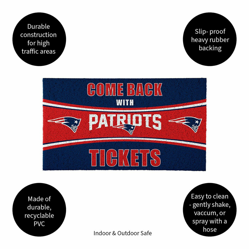 28" x 16" PVC Trapper Mat, Come Back with Tickets, New England Patriot, NFL