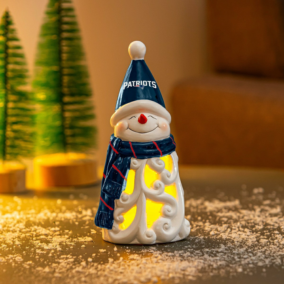 New England Patriots Snowman LED Statuary, 8", NFL, Home