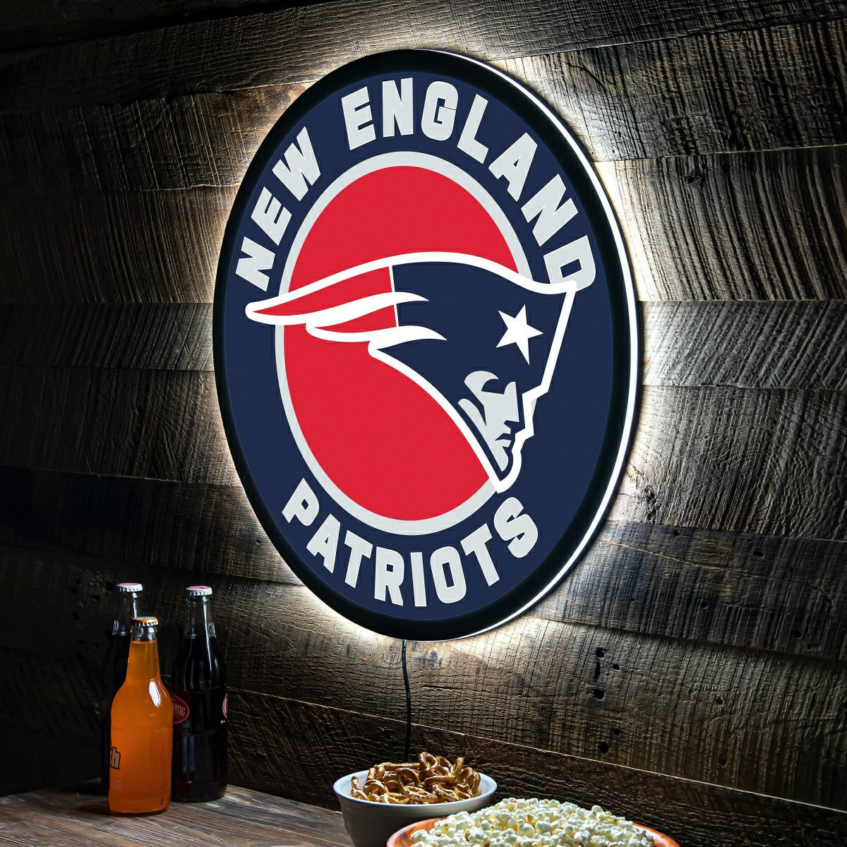 LED Wall Decor, Round, New England Patriots, NFL, Home