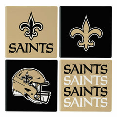 New Orleans Saints Ceramic Coasters Set, 4pcs with Wood Caddy, NFL