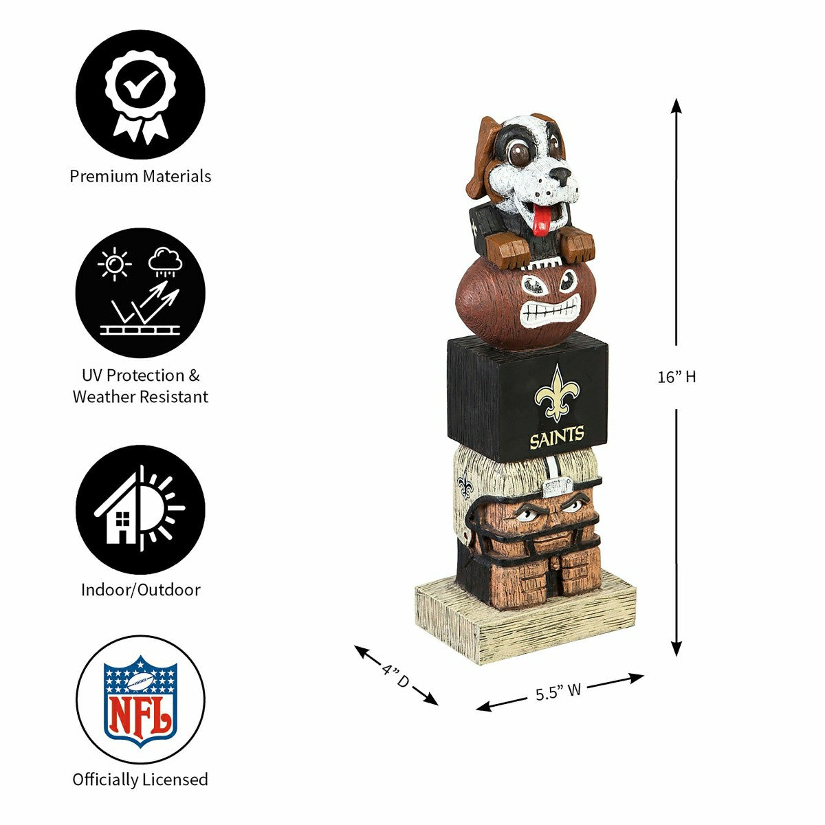 New Orleans Saints Tiki Team Totem Garden Statue, NFL, Home