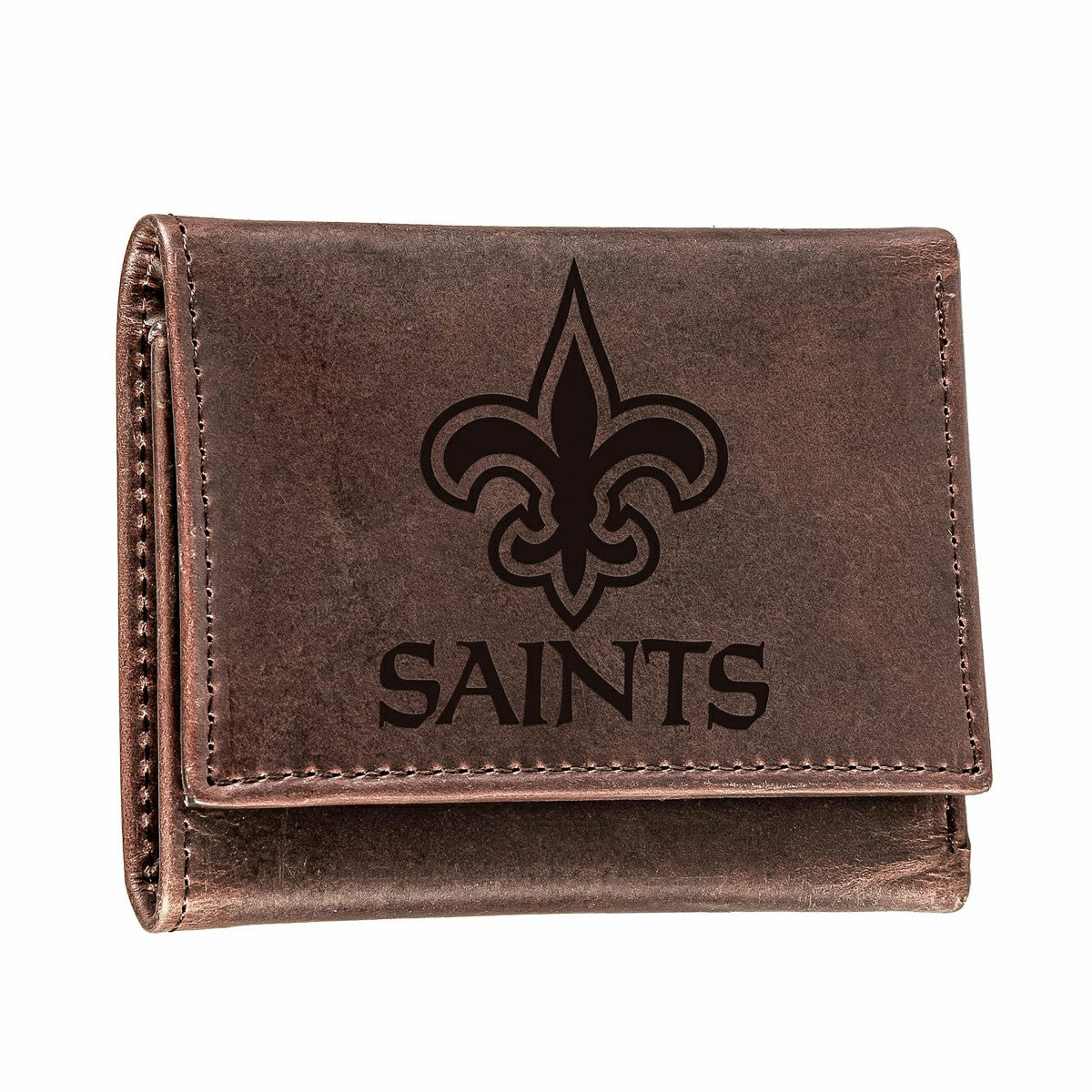 New Orleans Saints, Tri-Fold Wallet, Brown, CH, 100% Genuine Leather, NFL, Home