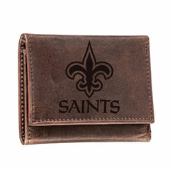 New Orleans Saints, Tri-Fold Wallet, Brown, CH, 100% Genuine Leather, NFL, Home