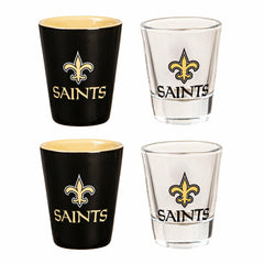 New Orleans Saints 4-Piece Ceramic and Glass 2oz. Shot Glass Set, NFL, Home