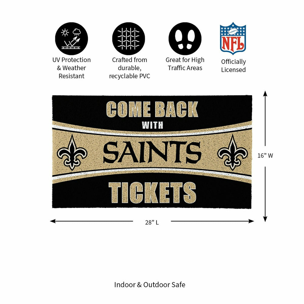 28" x 16" PVC Trapper Mat, Come Back with Tickets, New Orleans Saints, NFL