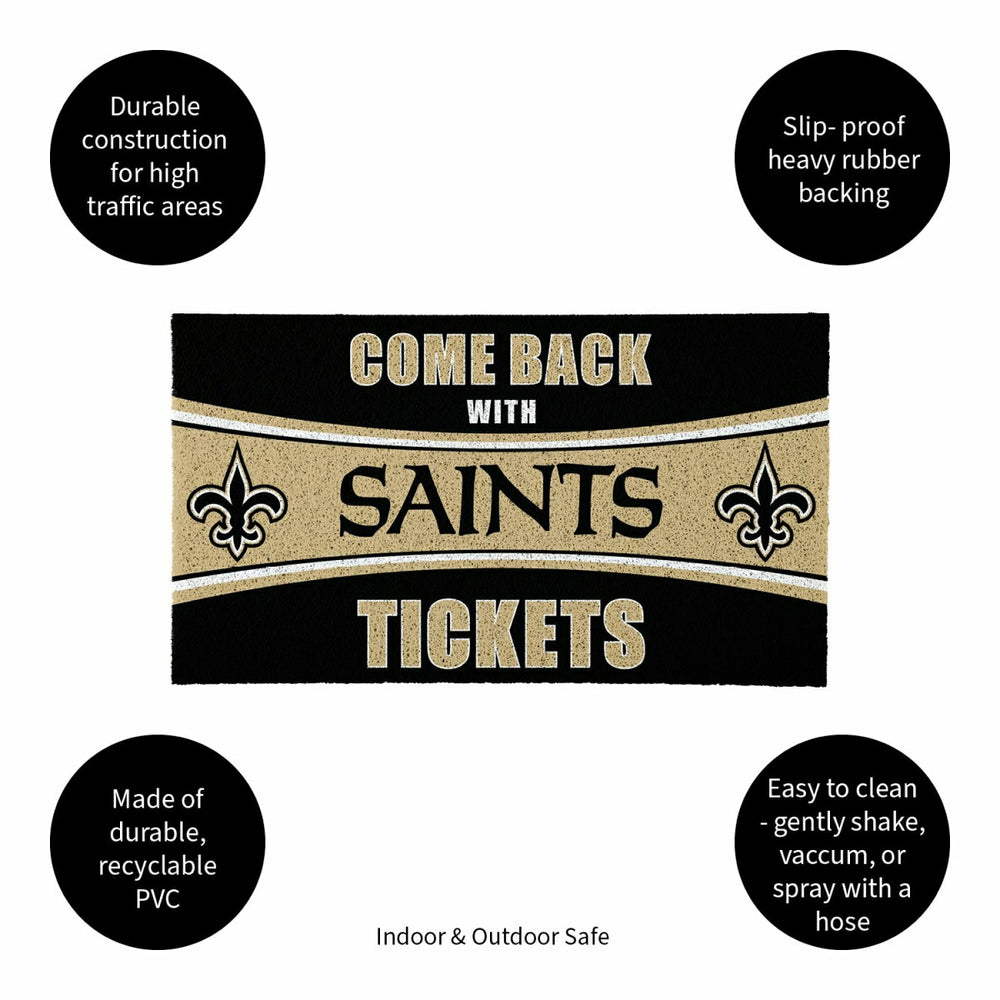 28" x 16" PVC Trapper Mat, Come Back with Tickets, New Orleans Saints, NFL