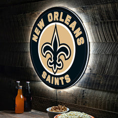 LED Wall Decor, Round, New Orleans Saints, NFL, Home