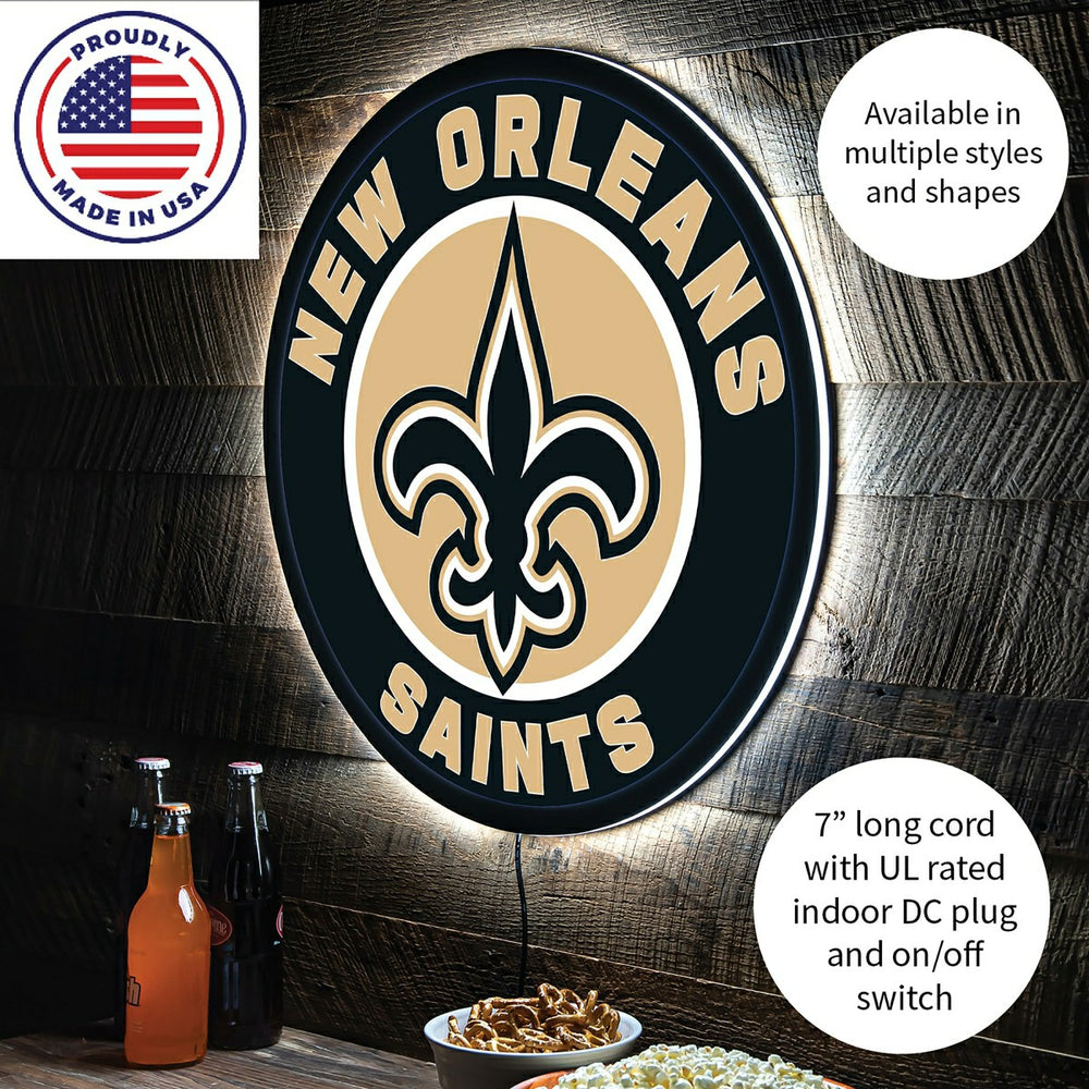 LED Wall Decor, Round, New Orleans Saints, NFL, Home