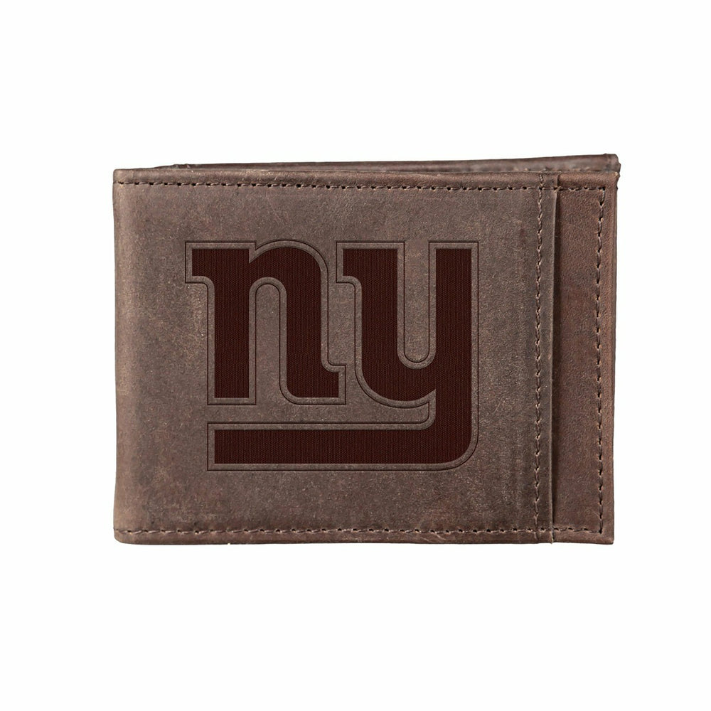 Front Pocket Wallet w/ RFID Blocking, New York Giants, Brown, NFL, Home