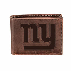New York Giants, Bi-Fold Wallet, Brown, CH, 100% Genuine Leather, NFL, Home