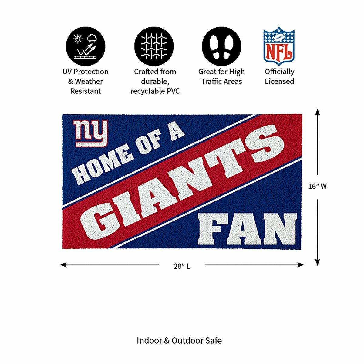 New York Giants, PVC Mat COLOR, Home of a Fan, NFL
