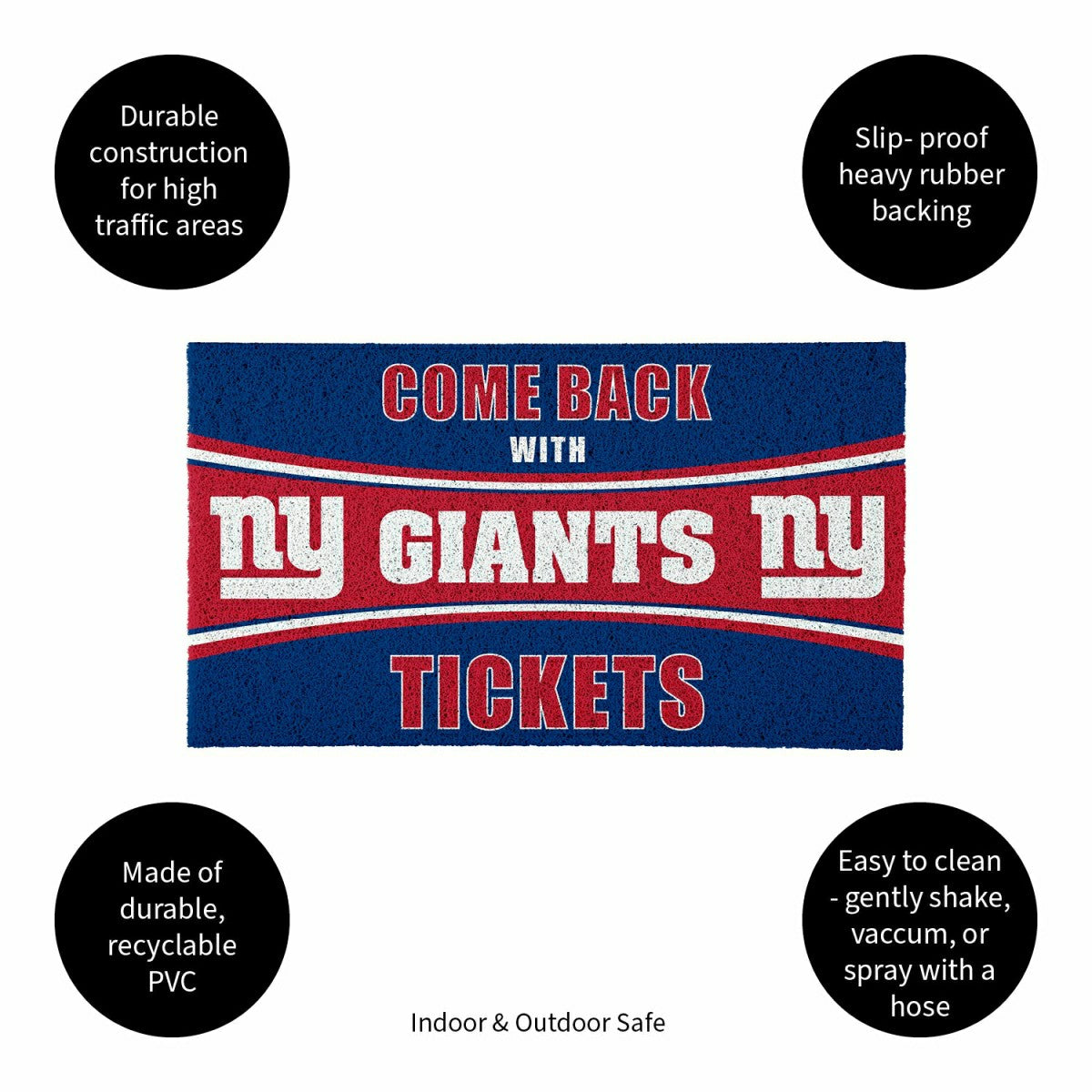 28" x 16" PVC Trapper Mat, Come Back with Tickets, New York Giants, NFL