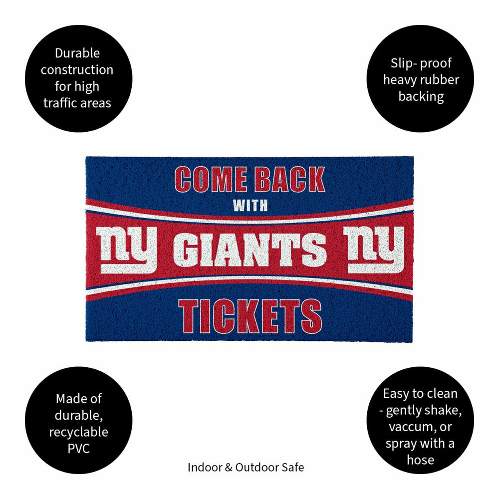 28" x 16" PVC Trapper Mat, Come Back with Tickets, New York Giants, NFL