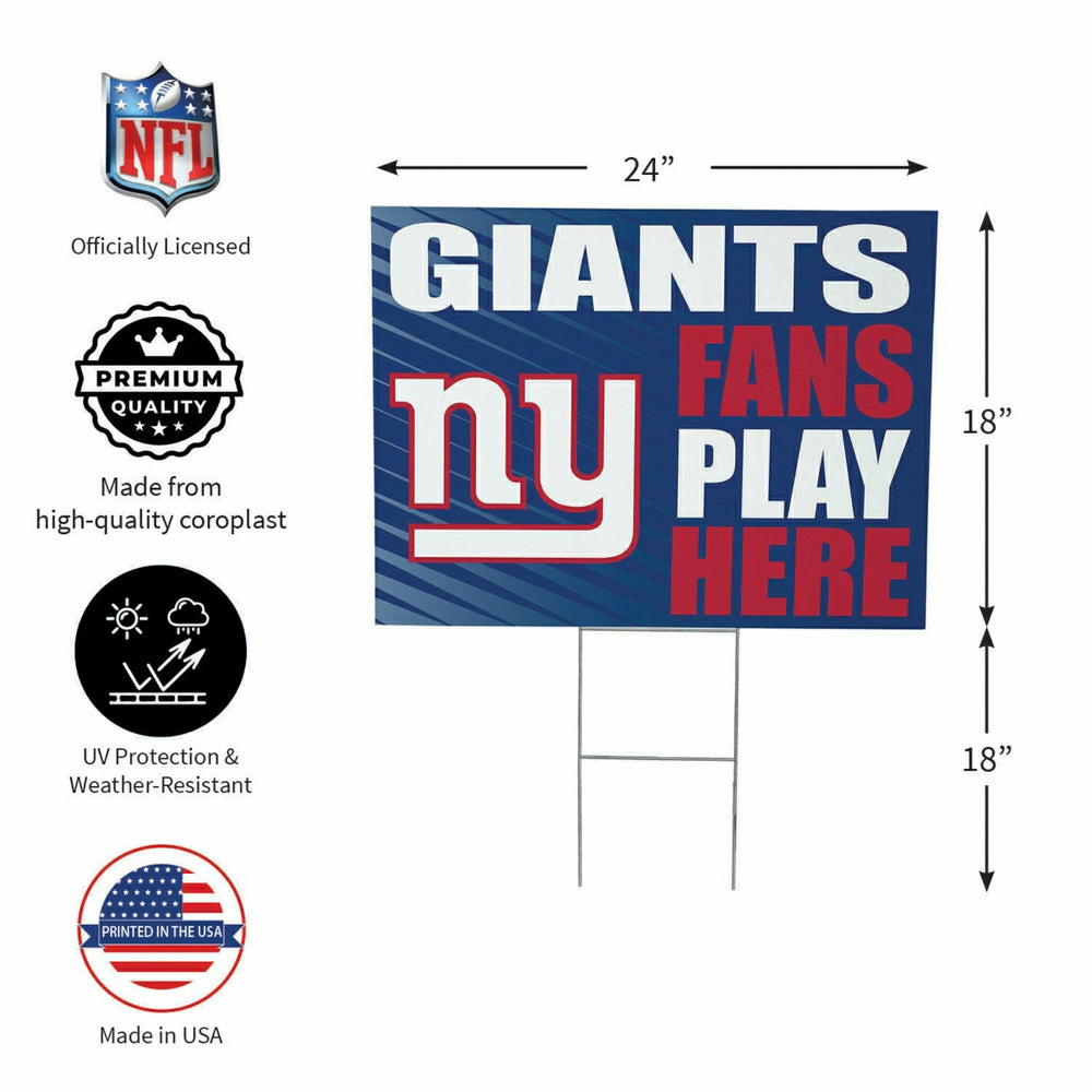 New York Giants Coroplast Yard Sign "Fans Play Here", NFL, Home