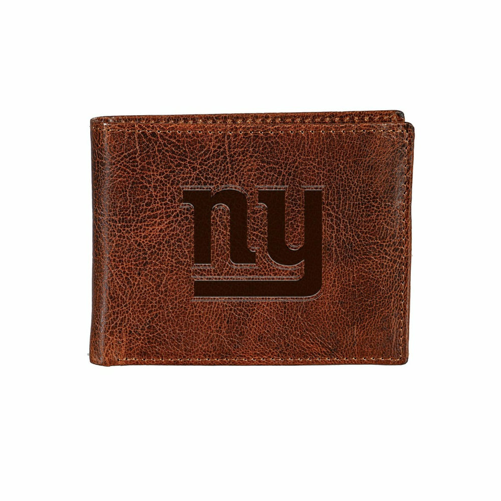 New York Giants, Embossed 100% Genuine Tumbled Leather Passcase Bi-Fol, NFL, Home