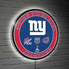 New York Giants 6X Superbowl Champions Football Round LED Wall Decor, NFL, Home