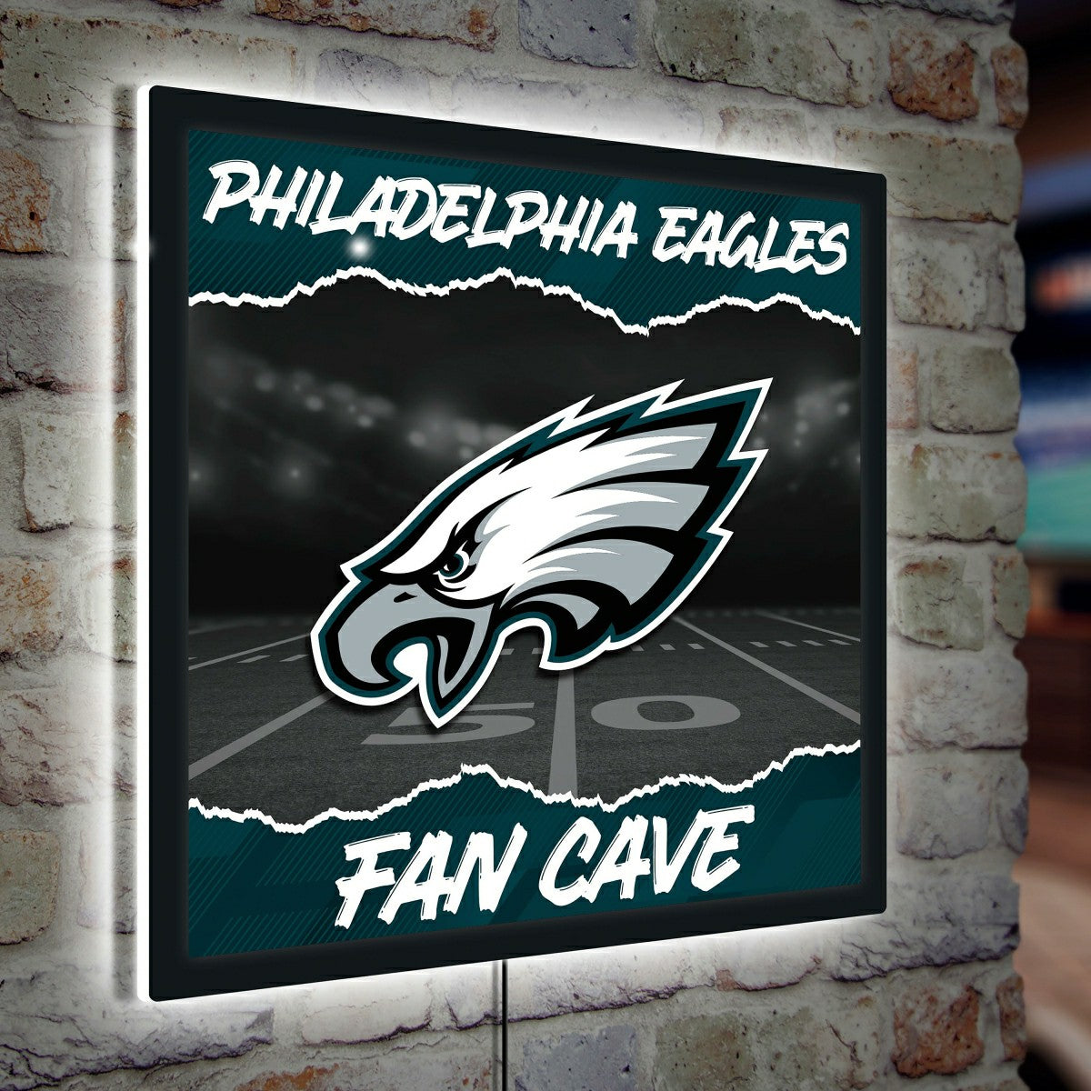 Philadelphia Eagles 23"H x 23"L LED Wall Decor, Edgelite, Square, NFL, Home
