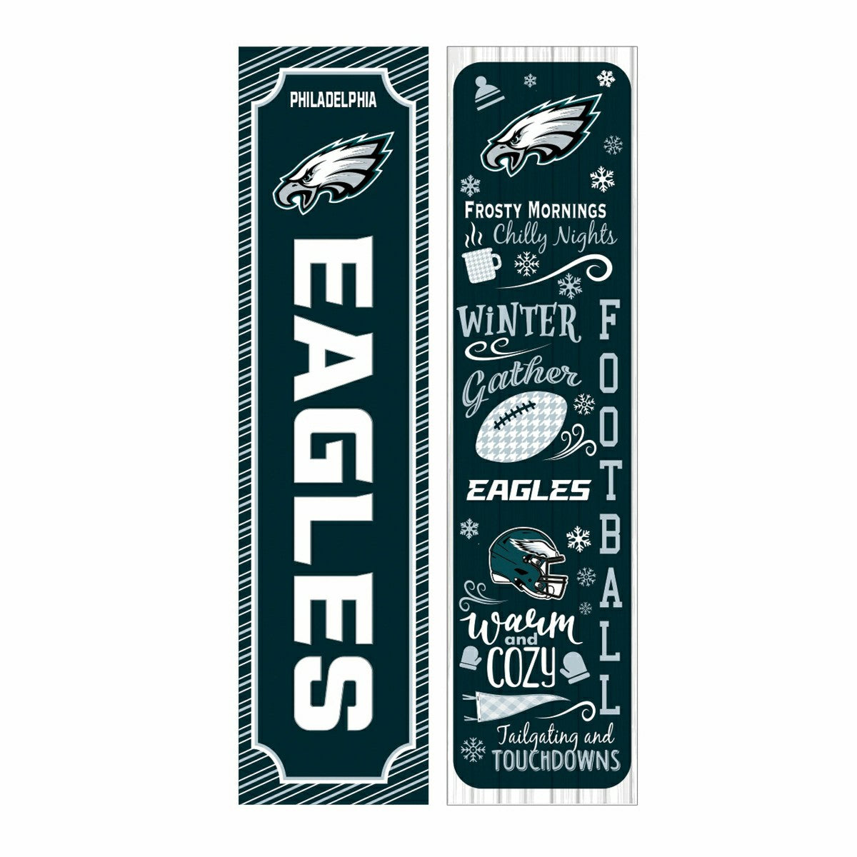 46" Double Sided Leaner, Philadelphia Eagles, Winter Seasonal, NFL, Home