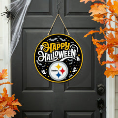 Pittsburgh Steelers Halloween Round Door Décor with Hanging Rope, 18x1, NFL, Home