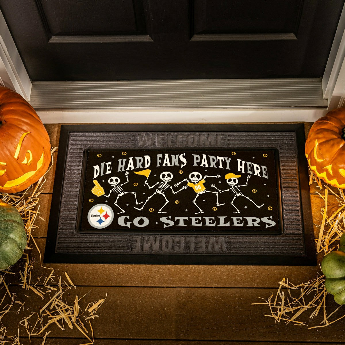 Pittsburgh Steelers Flocked Coir Halloween Sassafras Switch Mat, 22"x1, NFL