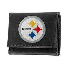 Pittsburgh Steelers Black Tri-Fold Embroidered Wallet w/ RFID Blocking, NFL, Home