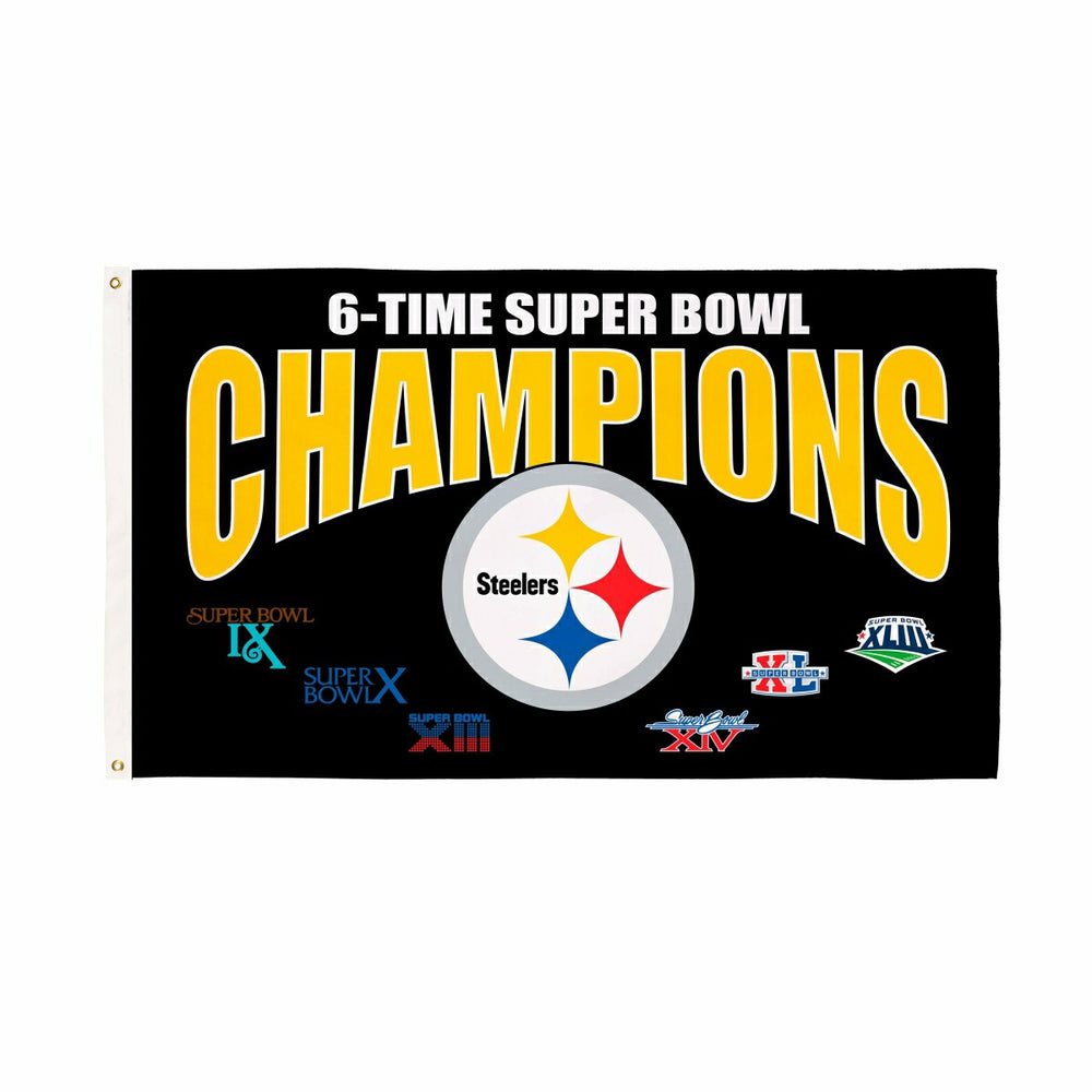 Pittsburgh Steelers 6X Superbowl Champions Football 3x5 Flag, NFL, Home
