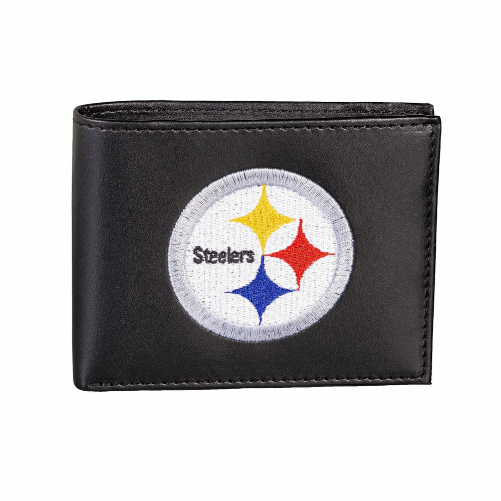 Pittsburgh Steelers Black Bi-Fold Embroidered Wallet w/ RFID Blocking, NFL, Home