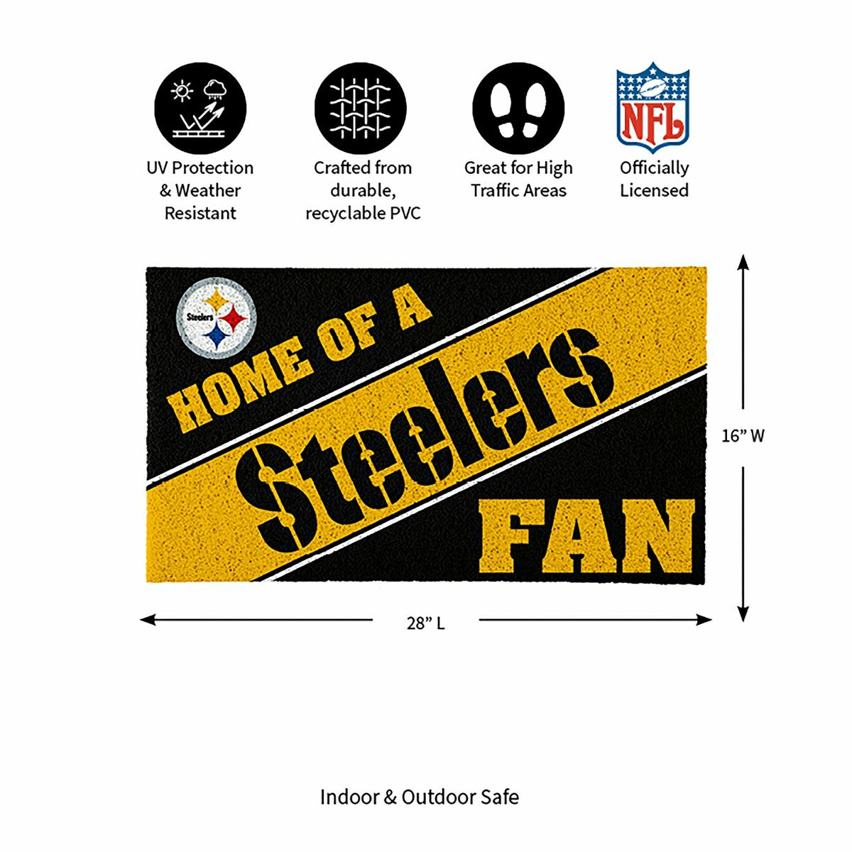 Pittsburgh Steelers, PVC Mat COLOR, Home of a Fan, NFL
