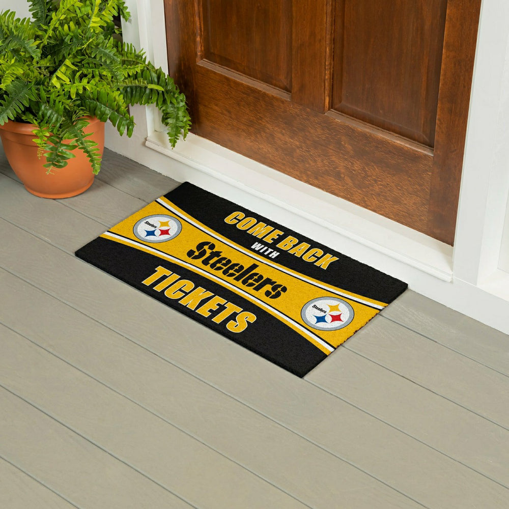 28" x 16" PVC Trapper Mat, Come Back with Tickets, Pittsburgh Steelers, NFL