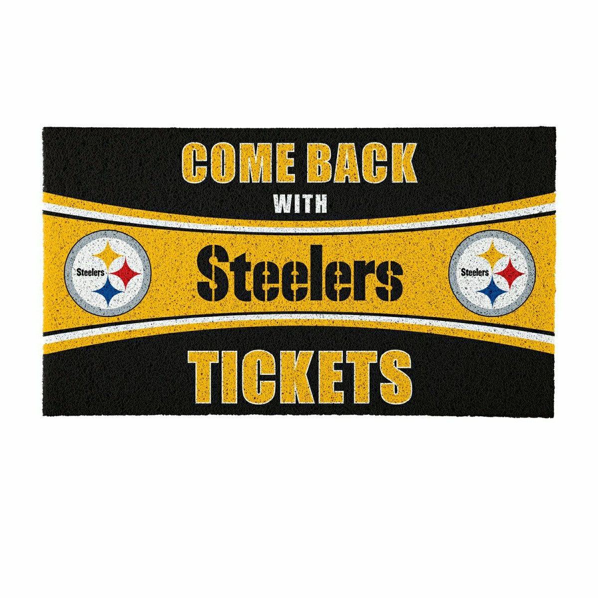 28" x 16" PVC Trapper Mat, Come Back with Tickets, Pittsburgh Steelers, NFL