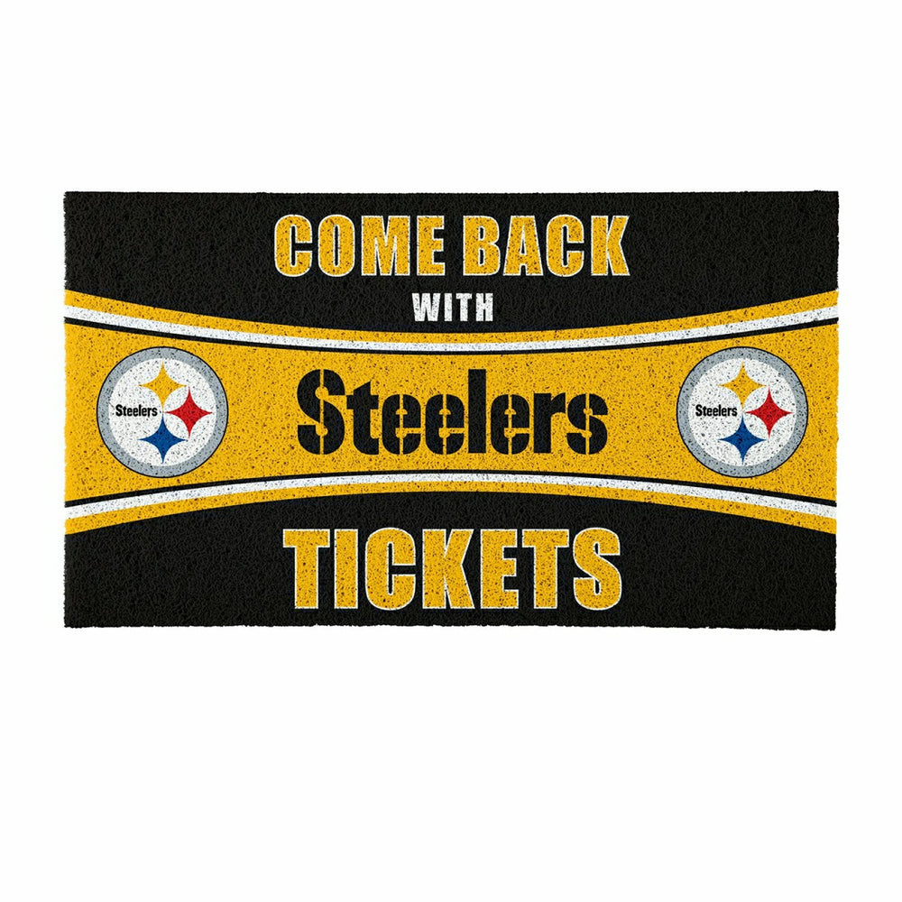 28" x 16" PVC Trapper Mat, Come Back with Tickets, Pittsburgh Steelers, NFL