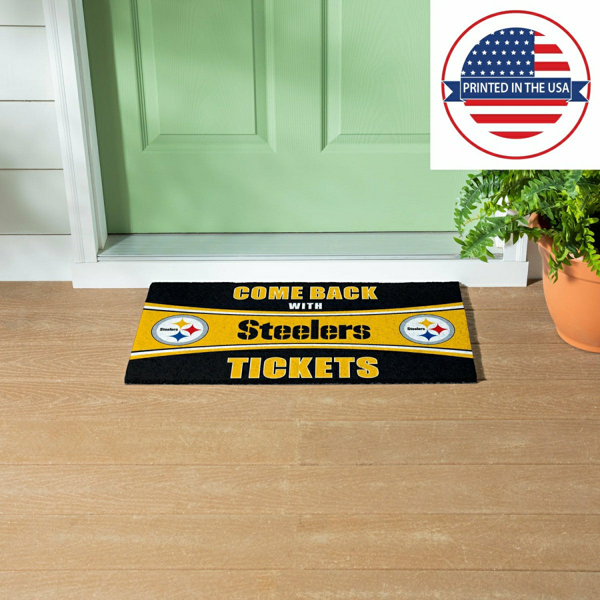 28" x 16" PVC Trapper Mat, Come Back with Tickets, Pittsburgh Steelers, NFL