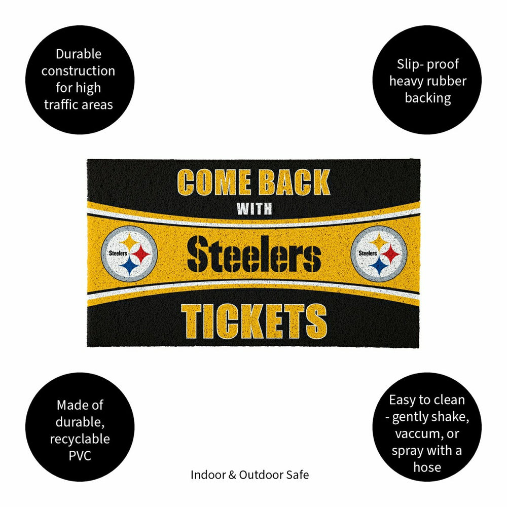 28" x 16" PVC Trapper Mat, Come Back with Tickets, Pittsburgh Steelers, NFL