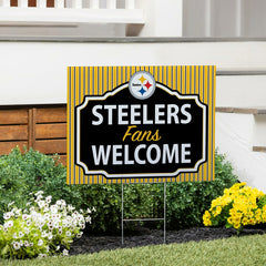 Pittsburgh Steelers Coroplast Yard Sign, "Fans Welcome", NFL, Home