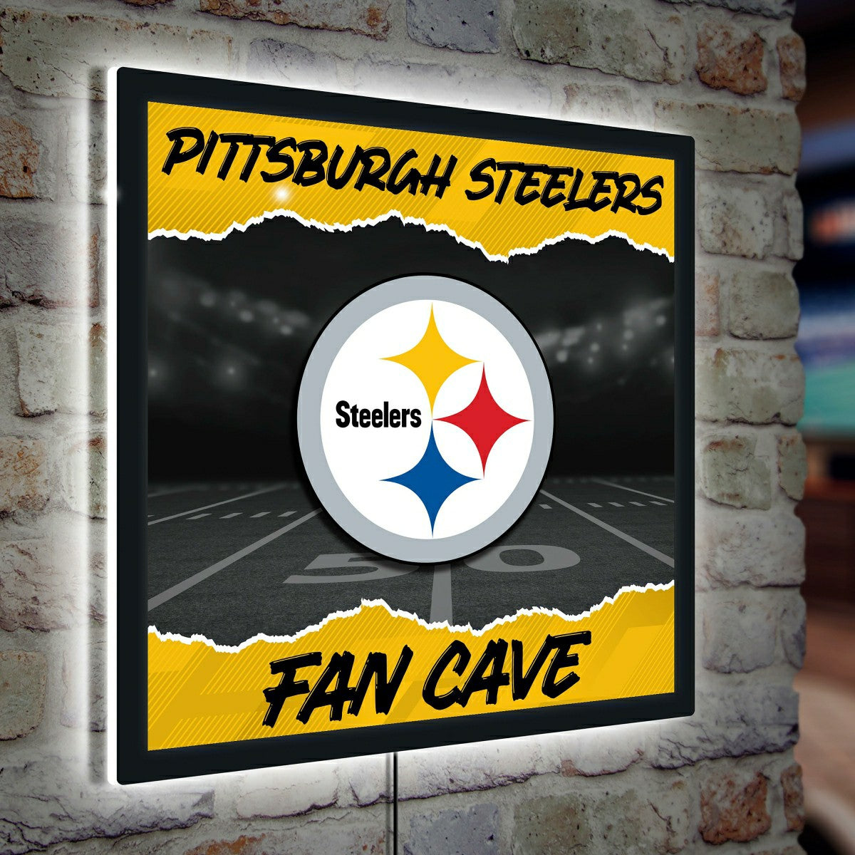 Pittsburgh Steelers 23"H x 23"L LED Wall Decor, Edgelite, Square, NFL, Home