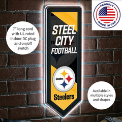 LED Wall Decor, Pennant, Pittsburgh Steelers, NFL, Home