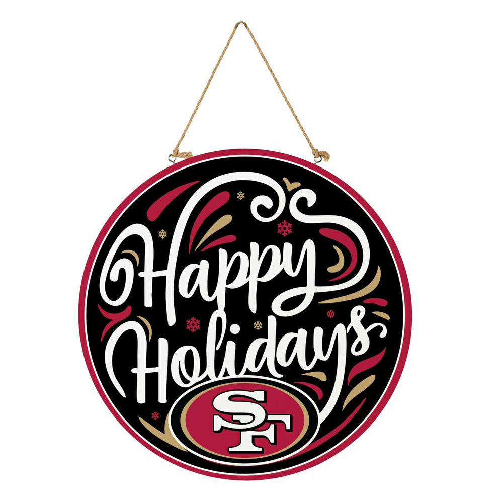 San Francisco 49ers Holiday Round Door Décor with Hanging Rope, 18x18, NFL, Home